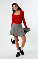 Another Girl Pleated Split Mini Skirt