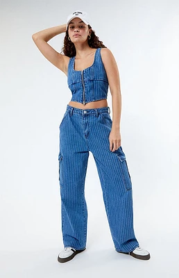 Organic Pinstripe Utility Jeans