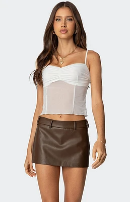 Edikted Viv Ruched Sheer Mesh Top