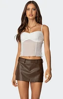 Edikted Viv Ruched Sheer Mesh Top