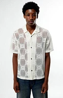 Pacsun Cream Open Knit Oversized Resort Camp Shirt