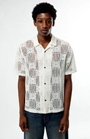 PacSun Cream Open Knit Oversized Resort Camp Shirt