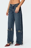 Edikted Slitted Distressed Low Rise Jeans