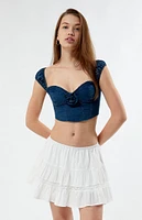 LA Hearts Denim Rose Corset Top