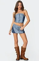 Edikted Reni Contrast Denim Zip Up Corset