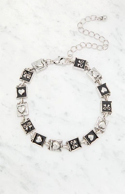 LA Hearts Square Bow & Heart Charm Bracelet