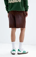 PacSun Brown Acid Wash Sweat Shorts