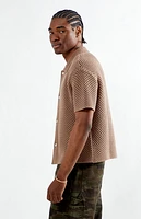 Pacsun Brown Spence Open Knit Camp Shirt