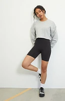 PAC 1980 Raw Hem Cropped Crew Neck Sweatshirt