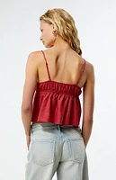 LA Hearts Linen V-Neck Babydoll Tank Top