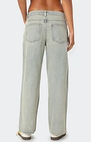 Edikted Petite Magda Low Rise Acid Wash Jeans