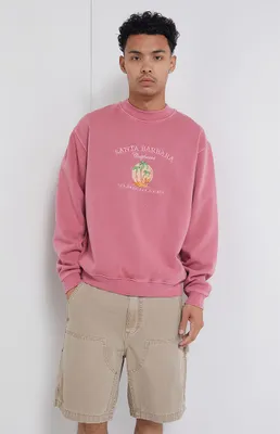 Long Sleeve Crew Neck Tee - Pink / White Pacsun Graphic - Size M