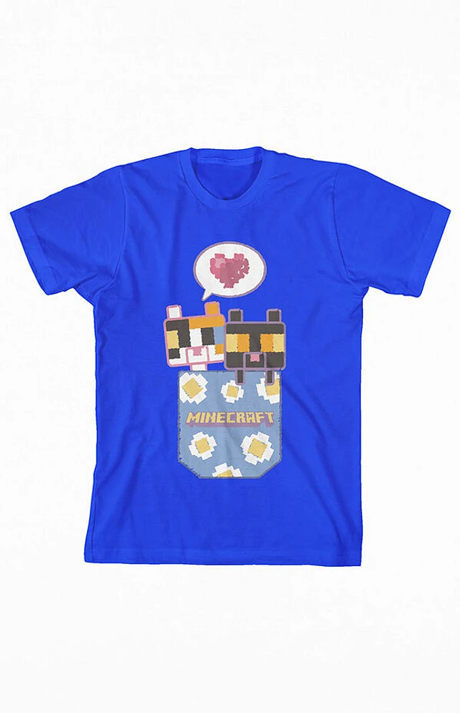 Kids Minecraft Two Block Kitten T-Shirt