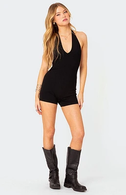 Edikted Melanie Ribbed Open Back Romper