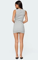 Edikted Rey Button Up Ribbed Mini Dress