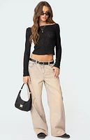 Edikted Textured Sheer Boat Neck Top