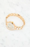 LA Hearts Gold & White Metal Heart Watch