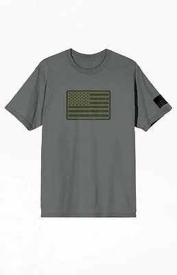 Gray America Straight & Wavy Flags T-Shirt