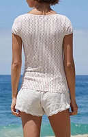 John Galt Heart Print Gina Cinched Top