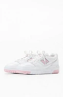 New Balance White & Pink 550 Sneakers