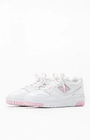 New Balance White & Pink 550 Sneakers