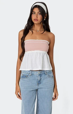 Edikted Rena Ribbed Peplum Tube Top