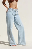 PacSun Light Indigo Drawstring Low Rise Baggy Jeans