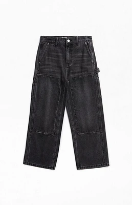 Pacsun Kids Black Studded Knee Baggy Carpenter Pants
