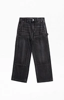 Pacsun Kids Black Studded Knee Baggy Carpenter Pants
