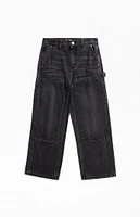 PacSun Kids Black Studded Knee Baggy Carpenter Pants