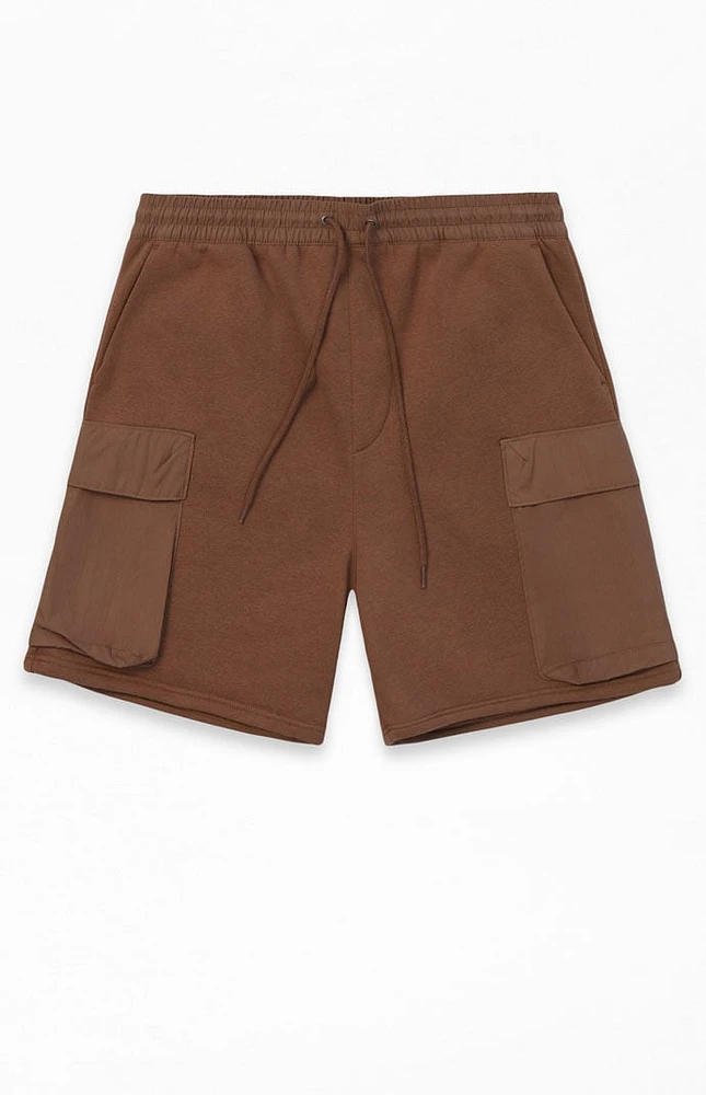 PacSun Fleece Brown Cargo Sweat Shorts