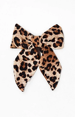 LA Hearts Leopard Big Bow Barrette