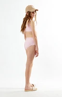 PacSun Kids Pink Scrunch Tank & High Waisted Bikini Set