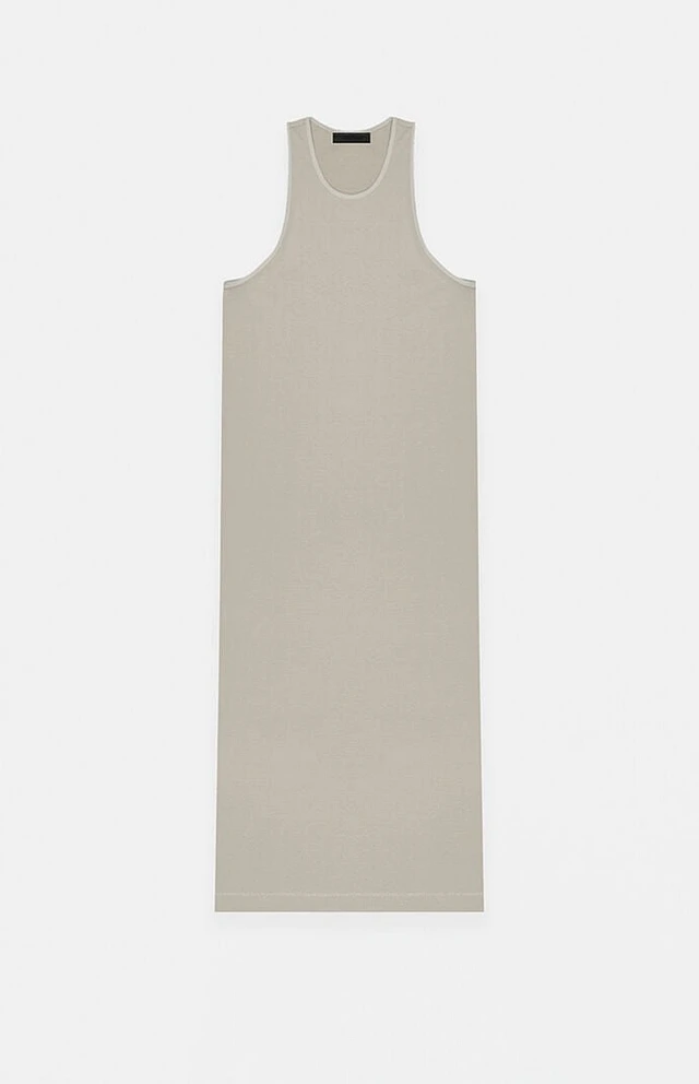 beige tank top dress Spaghetti Tank Top Dress with Asymmetrical Hem
