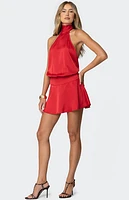 Edikted Scarf Halter Open Back Mini Dress