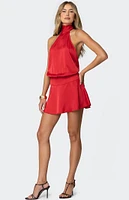 Edikted Scarf Halter Open Back Mini Dress