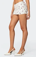 Edikted Melany Floral Waffle Mini Skirt