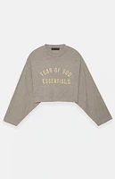 Fear of God Essentials Women's Heather Grey Tri-Blend Cropped Long Sleeve T-Shirt