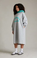 Kids Fear of God Essentials Light Heather Grey Mint Leaf Hooded Dress