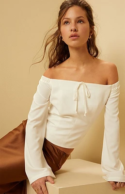 Off-The-Shoulder Button Front Top