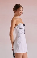Beverly and Beck Amelia Lace Trim Eyelet Strapless Mini Dress