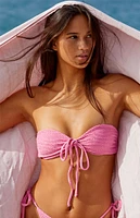 PacSun Eco Pink Kimmy Scrunch Tie Front Bandeau Bikini Top