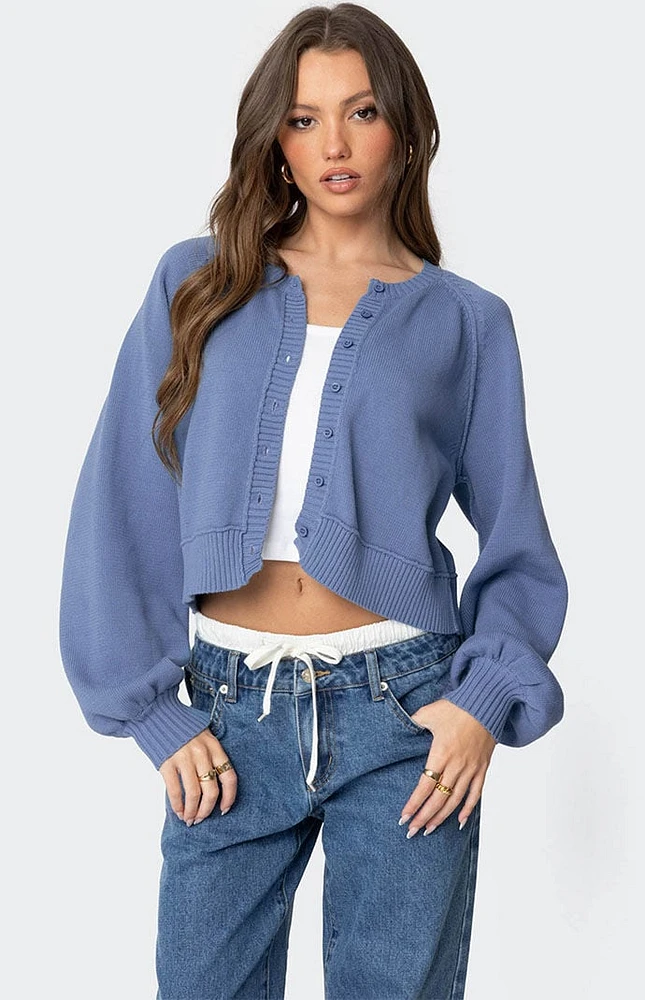 Edikted Sammi Puff Sleeve Knit Cardigan