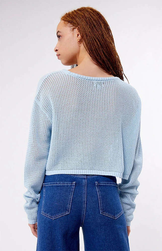 LA Hearts Sea Breeze Cropped Sweater