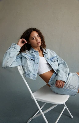 RARE DNM EDIT Studded Cropped Denim Trucker Jacket