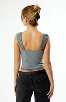 LA Hearts Kacey Lace Up Denim Top