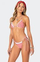 Edikted Zora Striped Triangle Bikini Top