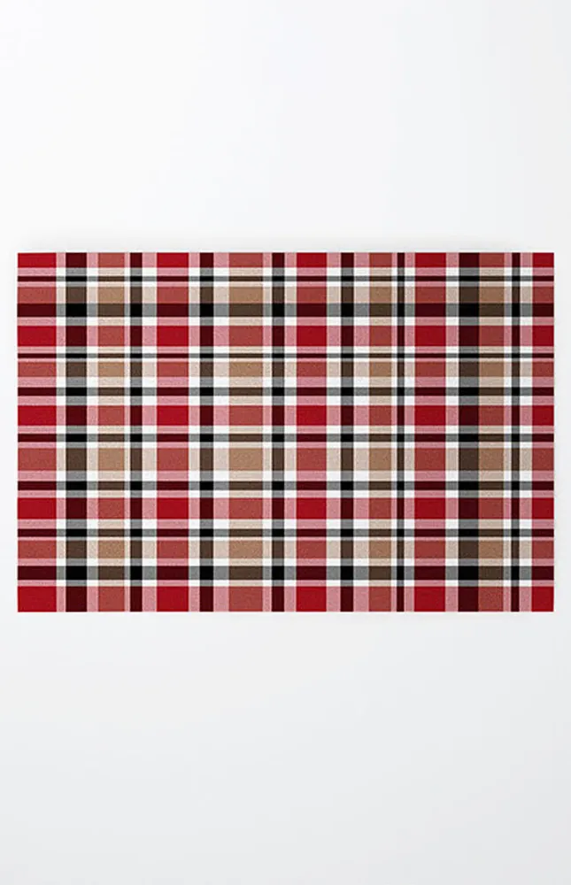 Red Plaid Large Welcome Mat