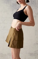 PacSun Olive Pleated Cargo Mini Skirt