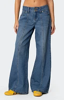 Edikted Charlie Panel Stitch Low Rise Jeans